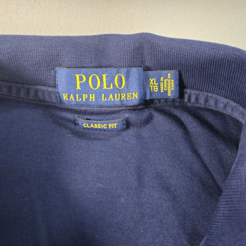 Polo Ralph Lauren Mens XL Tall Navy Blue Classic Fit Cotton Short Sleeve Polo